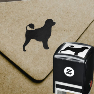 Portugisiska Vatten Hund Silhouette Självfärgande Stämpel