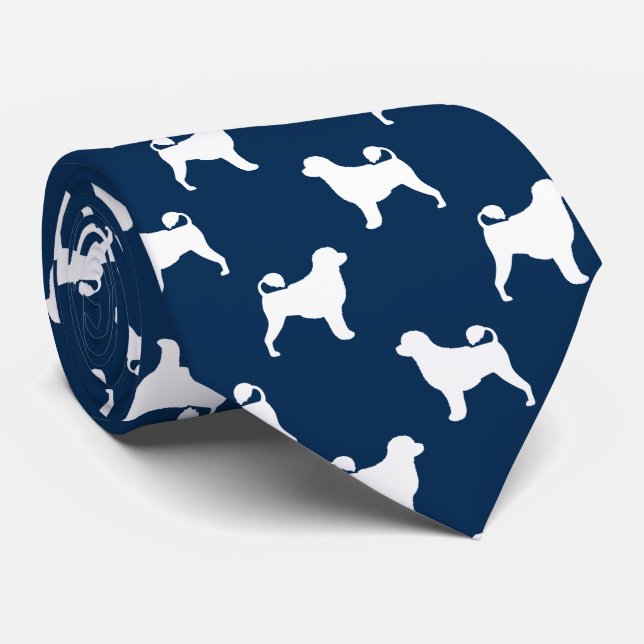 Portugisiska Vatten Hund Silhouettes Mönster Blue Slips (Rullad)