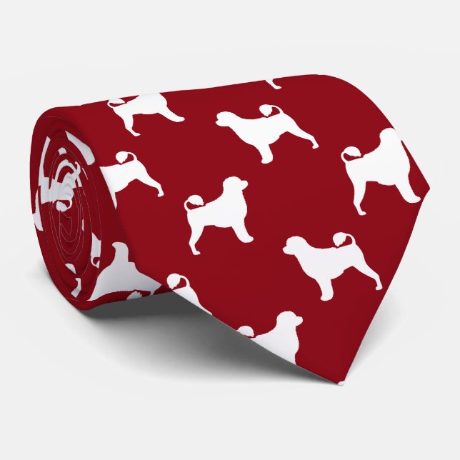 Portugisiska Vatten Hund Silhouettes Mönster Red Slips (Rullad)