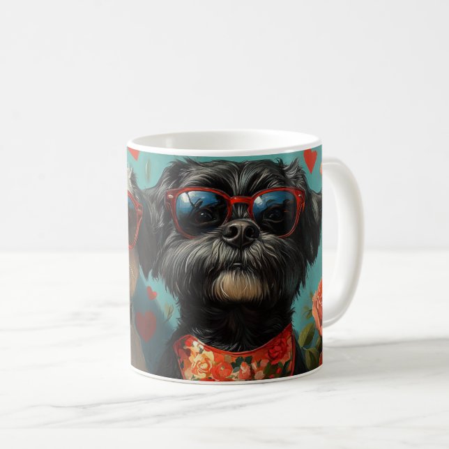 Portugisiska Vattenhundar Hjärtan Rosor Alla Hjärt Kaffemugg (Framsida höger)