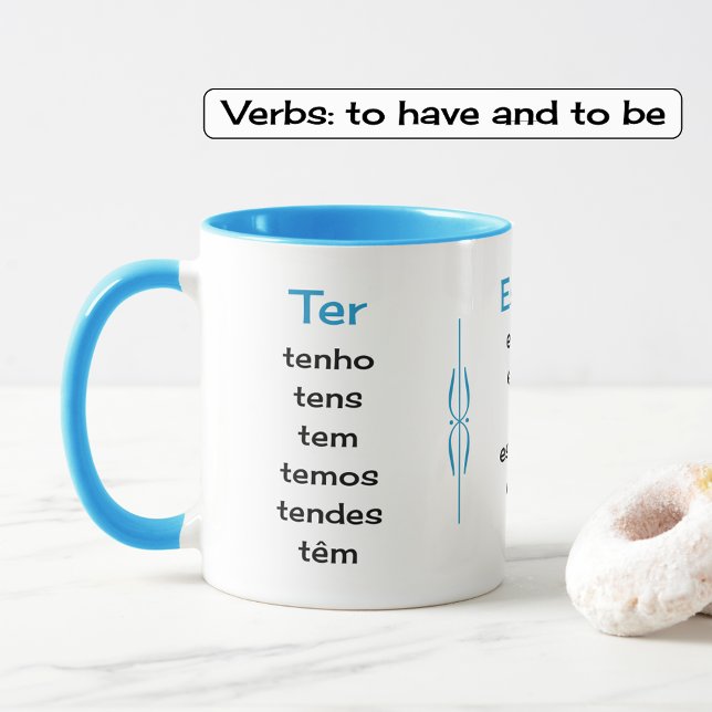 Portugisiska verblärare eller student Två-Tonad mugg (Showing combo mug option, light blue)