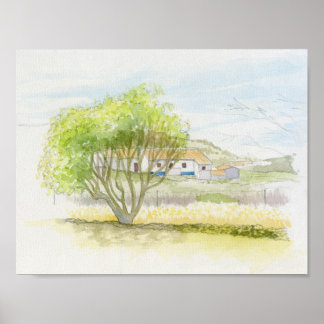 Portugisiska villa och träd poster