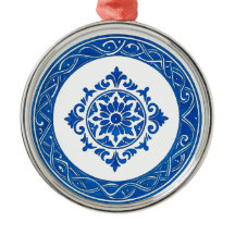 Portugisiskt Azulejo-juldekoration – Blå kakel 
