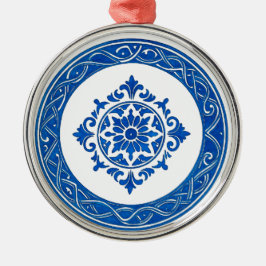 Portugisiskt Azulejo-juldekoration – Blå kakel Julgransprydnad Metall