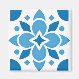 Portugisiskt Azulejo- kakel Blått Mönster Fyrkanti Magnet