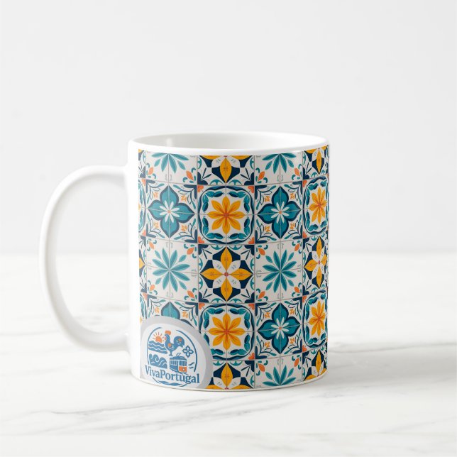 Portugisiskt Azulejo-mugg – traditionellt kakelmön Kaffemugg (Vänster)