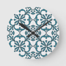 Portugisiskt Azulejo-väggur – Blått blomstermönste