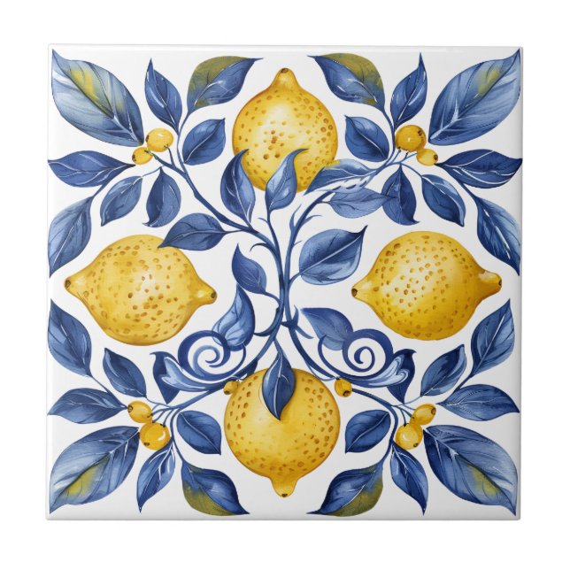 Portugisiskt citron Medelhavet  Kakelplatta (Framsidan)