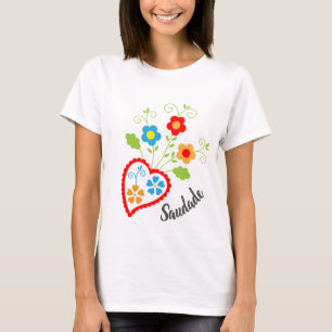 Portugisiskt folkhjärta med saudade ord t shirt
