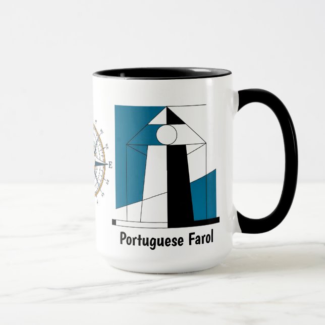 Portugisiskt fyr-mugg – Modern Farol konst kaffe Mugg (Höger)