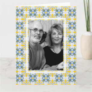 Portugisiskt kakel familjefoto ram julkort kort
