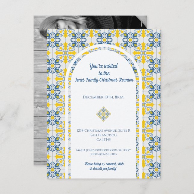 Portugisiskt Tiles Photo ram för familjejul Helg Vykort (Fram/baksida)