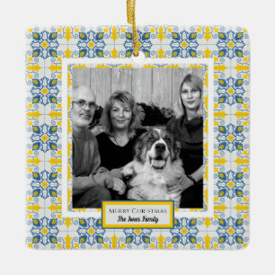 Portugisiskt Tiles Photo ram för familjejul Julgransprydnad Keramik