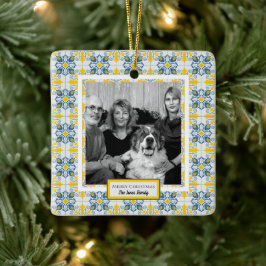 Portugisiskt Tiles Photo ram för familjejul Julgransprydnad Keramik