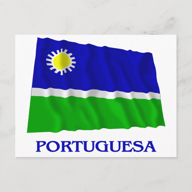 Portuguesa Wave Flagga med Namn Vykort (Framsida)