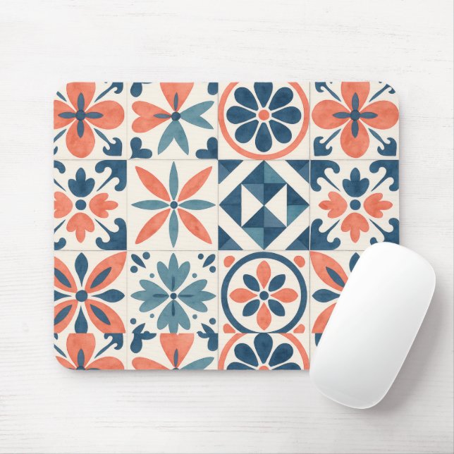 Portuguese Azulejo Tile Pattern Mousepad – Blue &  Musmatta (Med mus)