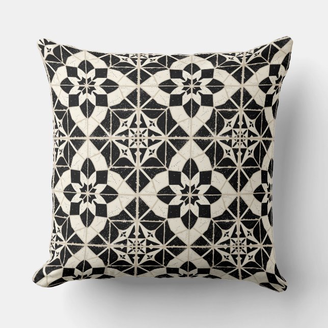 Portuguese Azulejo Tile Pattern Throw Pillow – Bla Kudde (Framsida)
