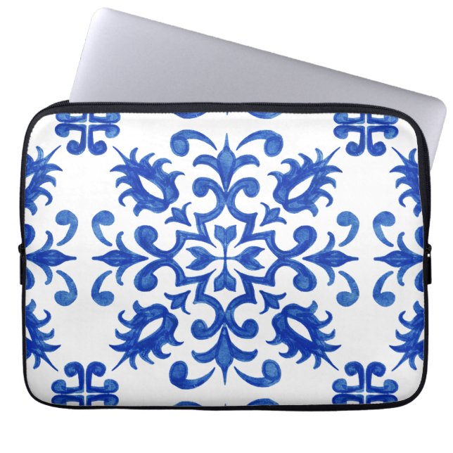 Portuguese Blue Tile central round medallion Laptop Fodral (Framsidan)