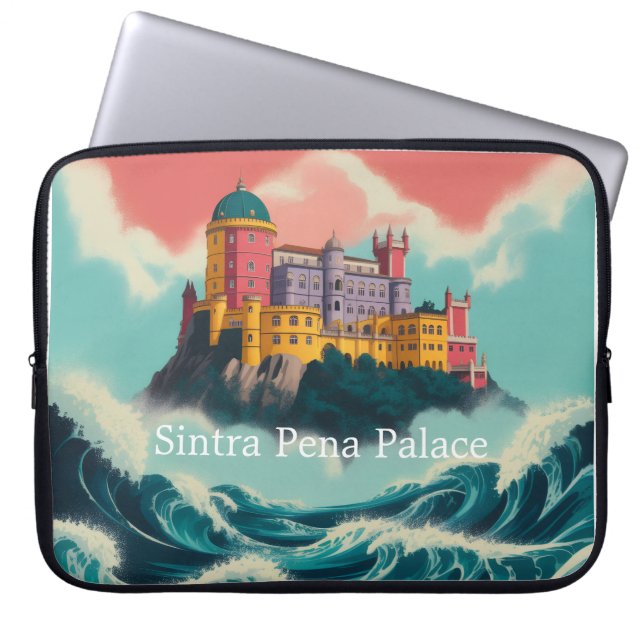 Portuguese Cliffside Palace & Ocean Waves Laptop S Laptop Fodral (Framsidan)