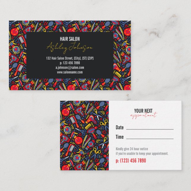 Portuguese Folk Blue & Red Appointment Reminder Visitkort (Fram/baksida)