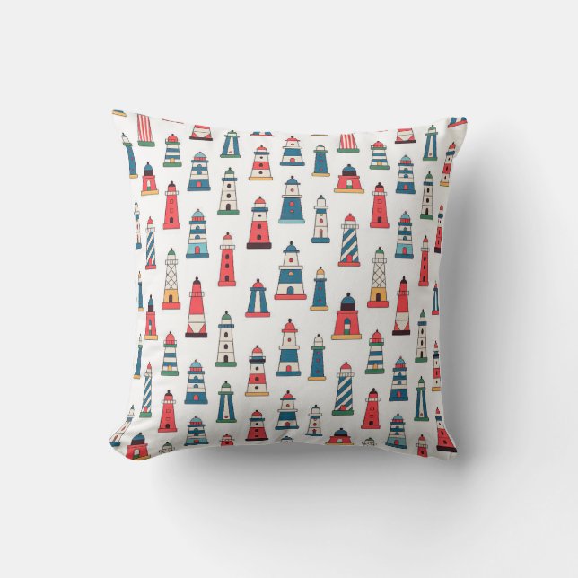 Portuguese Lighthouse Pattern Throw Pillow – Coast Kudde (Framsida)