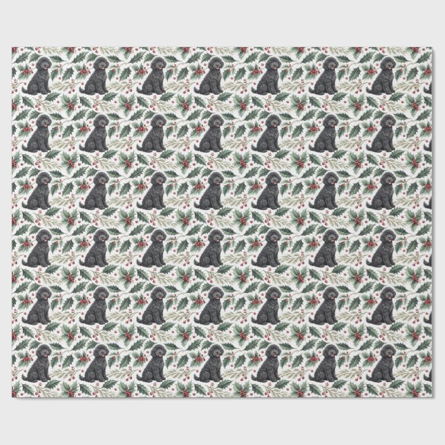Portuguese Water Dog Christmas Wrapping Paper Presentpapper (Platt)