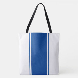 Porty Deep Blue Lodrät Tävla Rand på vitt Tygkasse