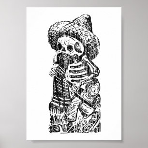 Posada Calavera med mustasch och tequila Poster