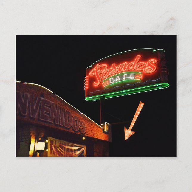 Posados Cafe Neon-tecken Vykort (Framsida)