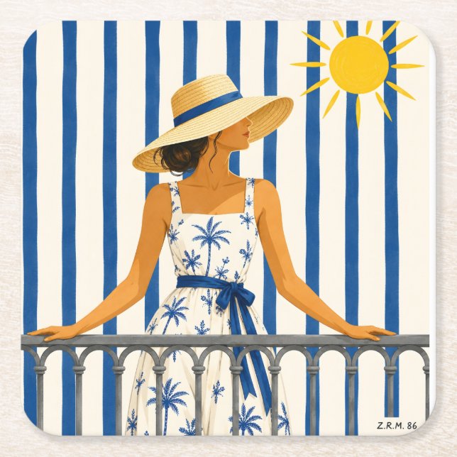 Posavaso Welcome summer Underlägg Papper Kvadrat (Framsidan)