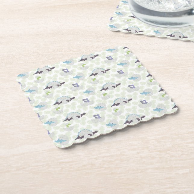 Posavasos de cartón con huevos de dinosaurio underlägg papper (Vinklad)