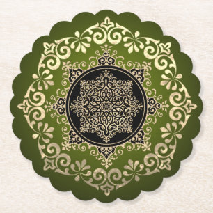 Posavasos de cartón verde con decoración underlägg papper
