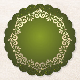 Posavasos de cartón verde con purpurina underlägg papper