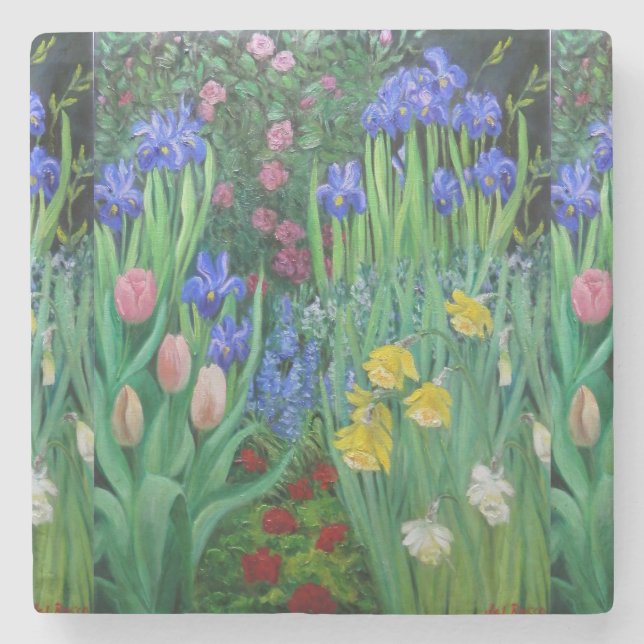 posavasos de cerámica con jardines y flores stenunderlägg (Framsidan)