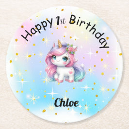 Posavasos de Cumpleaños Personalizado Underlägg Papper Rund