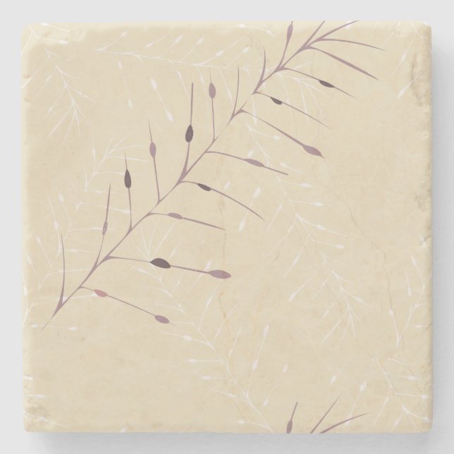 Posavasos de piedra con diseño de plantas. stenunderlägg (Framsidan)