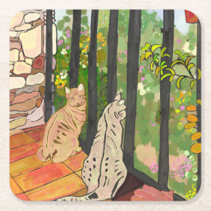 Posavasos Gatos Underlägg Papper Kvadrat