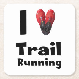 Posavasos "I love Trail Running" Underlägg Papper Kvadrat