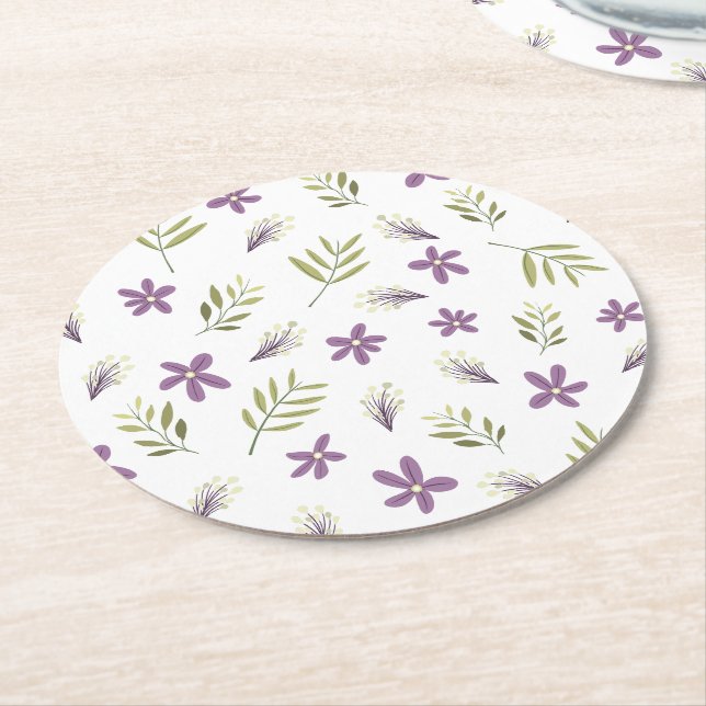 Posavasos Violetas y flores silvestres Underlägg Papper Rund (Vinklad)