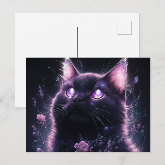 Poscards Chat Mauve 05 Vykort (Fram/baksida)