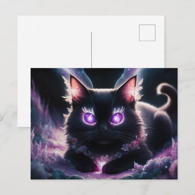 Poscards Chat Mauve 07 Vykort (Fram/baksida)
