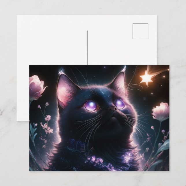 Poscards Chat Mauve 10 Vykort (Fram/baksida)