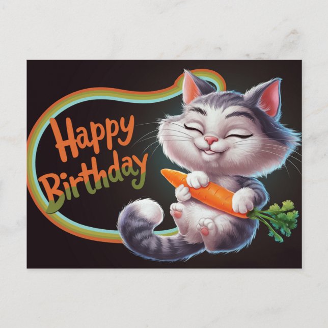 Poscards Happy Birthday Petit Chat 03 Vykort (Framsida)