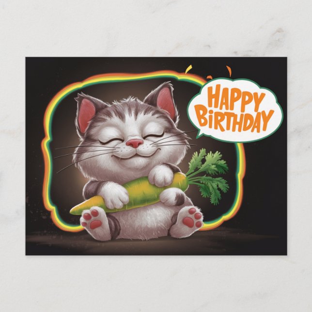 Poscards Happy Birthday Petit Chat 05 Vykort (Framsida)