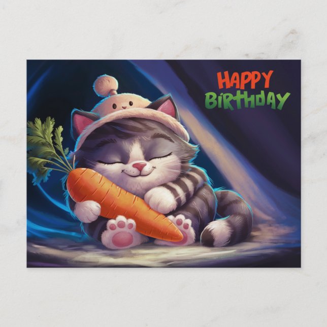 Poscards Happy Birthday Petit Chat 07 Vykort (Framsida)