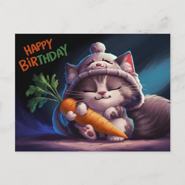 Poscards Happy Birthday Petit Chat 08 Vykort (Framsida)
