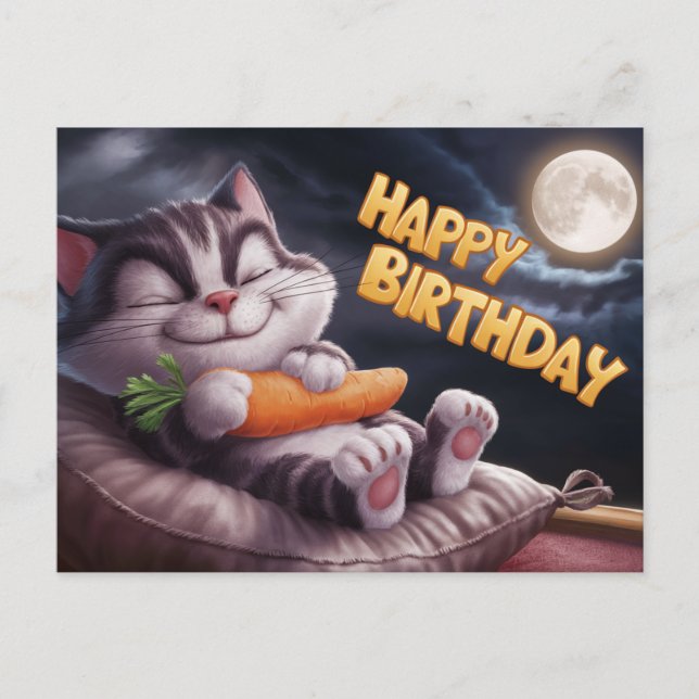 Poscards Happy Birthday Petit Chat Vykort (Framsida)