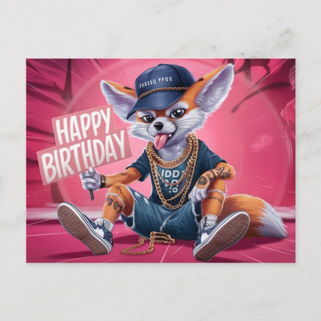 Poscards Happy Birthday Renard 03 Vykort (Framsida)