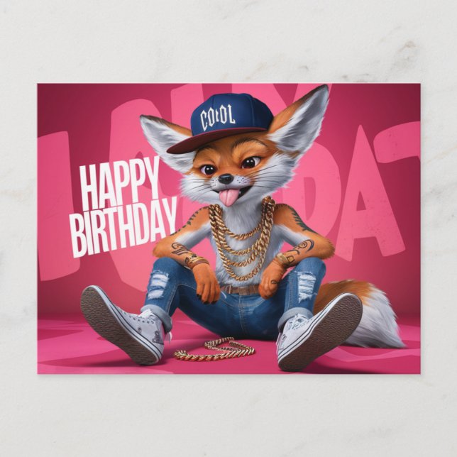 Poscards Happy Birthday Renard 07 Vykort (Framsida)