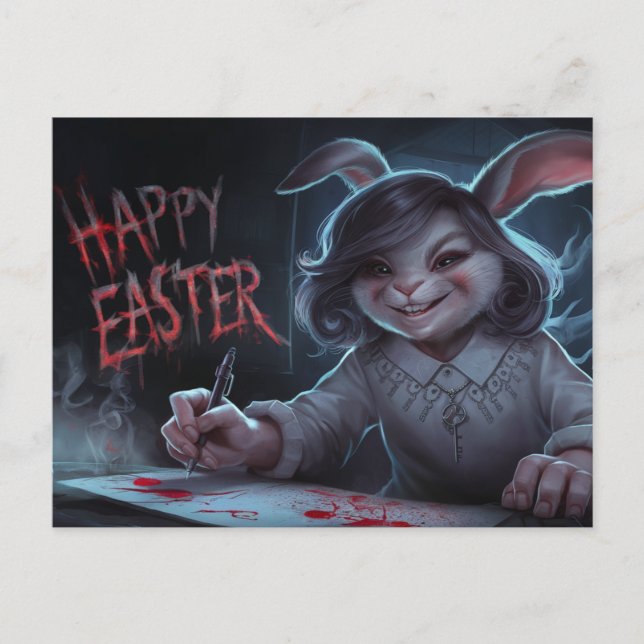 Poscards Happy Easter Femme Lapin 02 Vykort (Framsida)